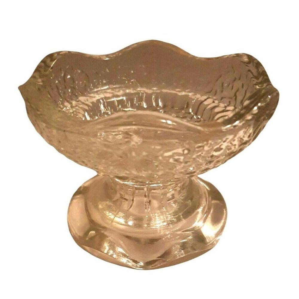 Vintage Anchor Hocking Clear Glass Candle Holder Made in USA Heavy Textured